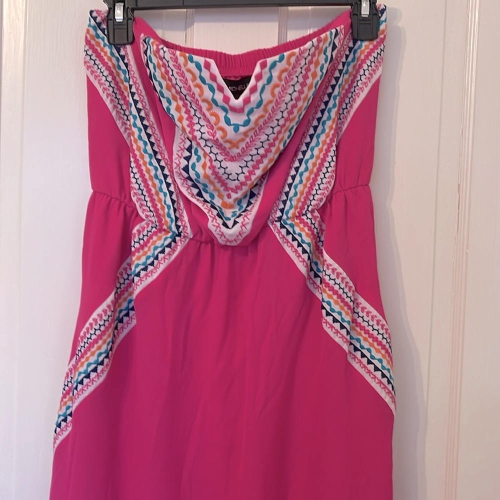 Pink strapless embroidered dress, women’s size Medium